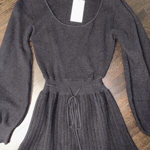 Black Knit Long Sleeve Dress